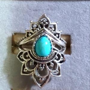 Turquoise Oval Ring Preferable Index Finger Ring Size 7